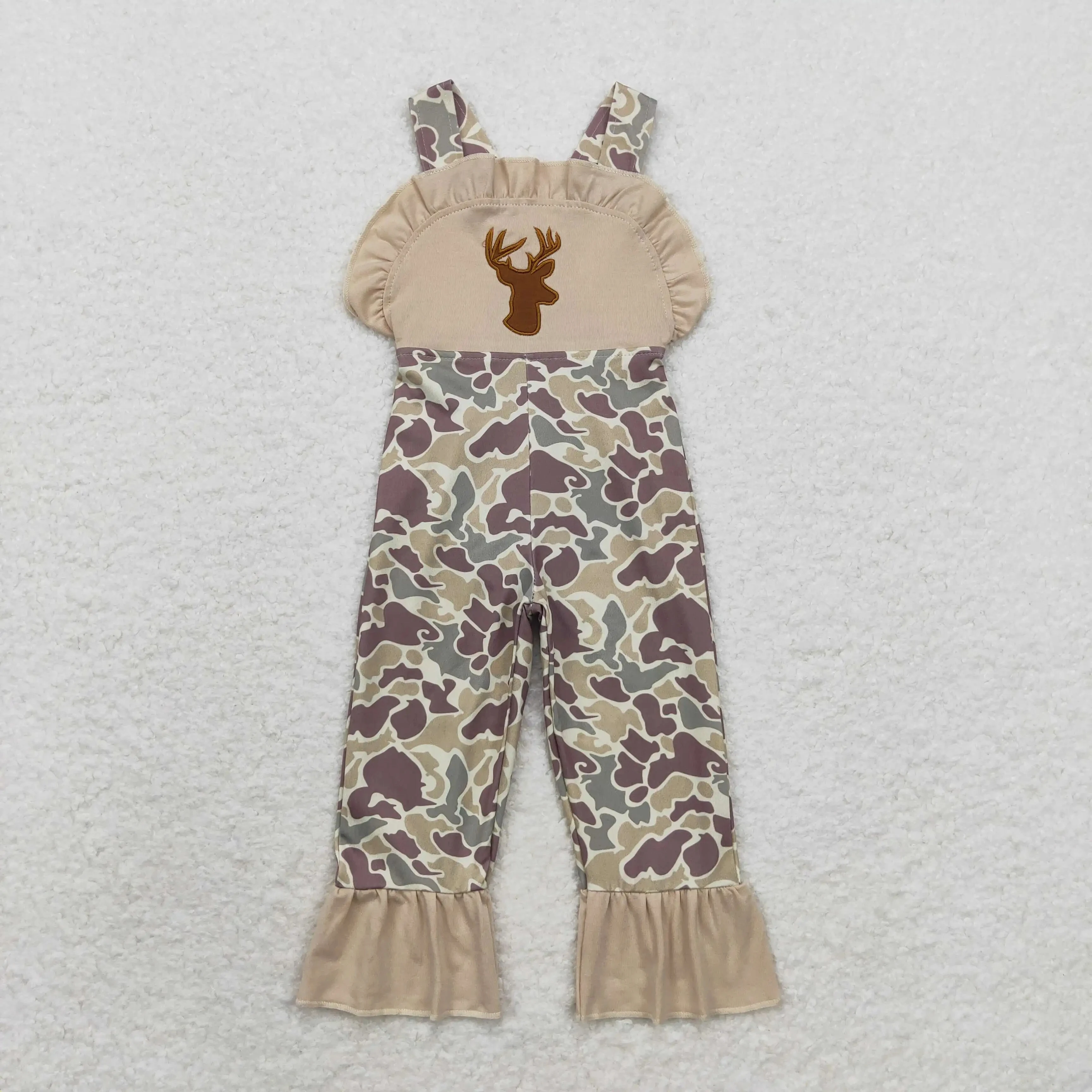 

Wholesale Newborn Baby Girl Boy Embroidery Deer Bubbles Camo Cotton One-piece Kids Children Buttons Toddler Sleeveless Romper