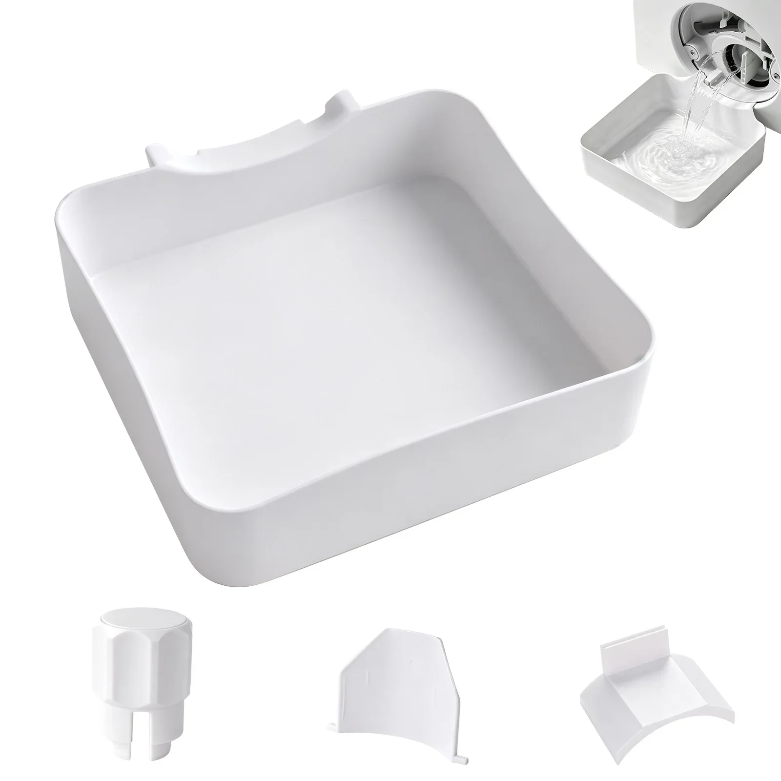 Washing Machine Drain Pan Front Load Washer Drip Tray Water Catcher for Filter Cleaning Maintenance Accessories 4 Pcs Set