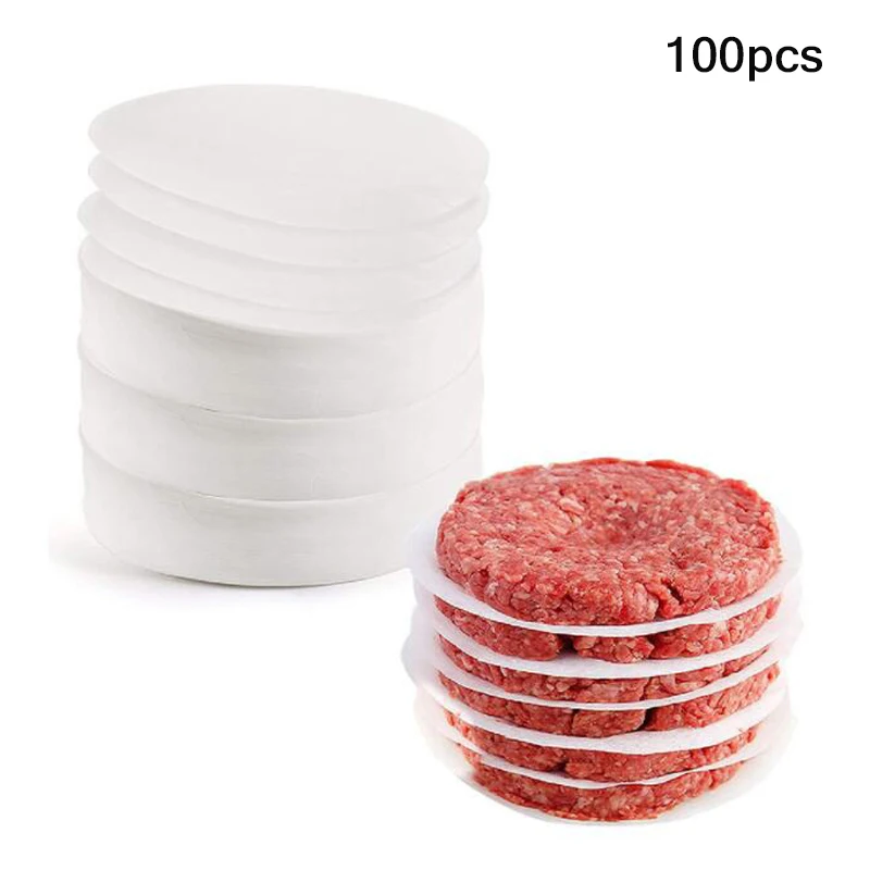 100Pcs 11CM Round Hamburger Pressure Meat Paper Oil Blotting Oven Grill Sheet Patty Separation Kitchen Tools