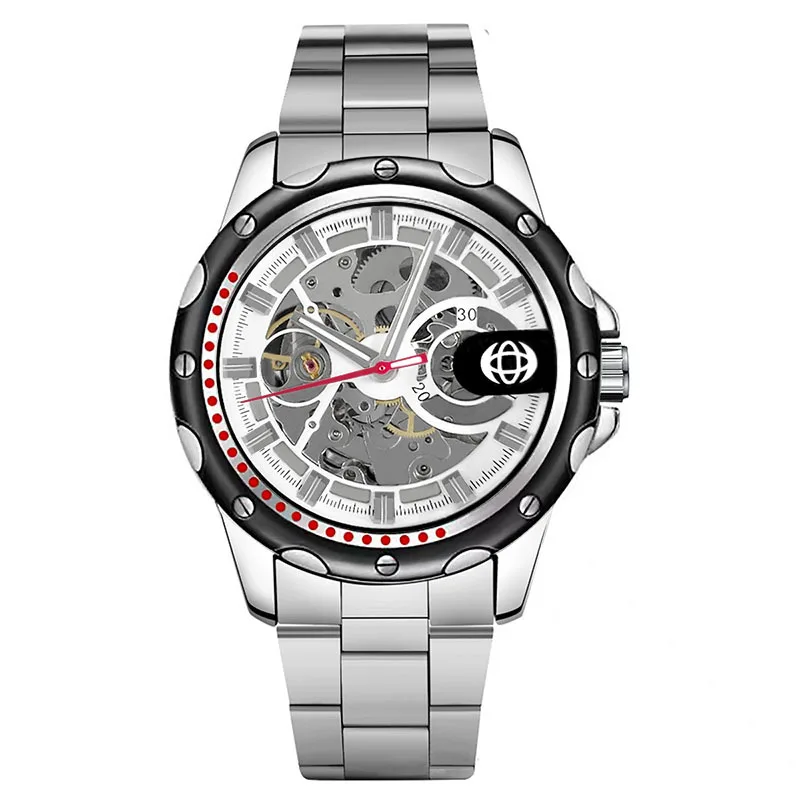 AL-111Men's automatic skeletonized mechanical watch with silicone strap, sporty and fashionable men's watch