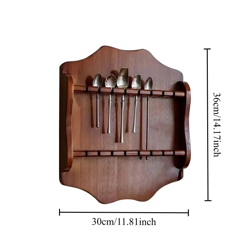 

Medieval Style Non-Punching Wall Rack: Solid Wood Storage for Knives, Forks & Spoons