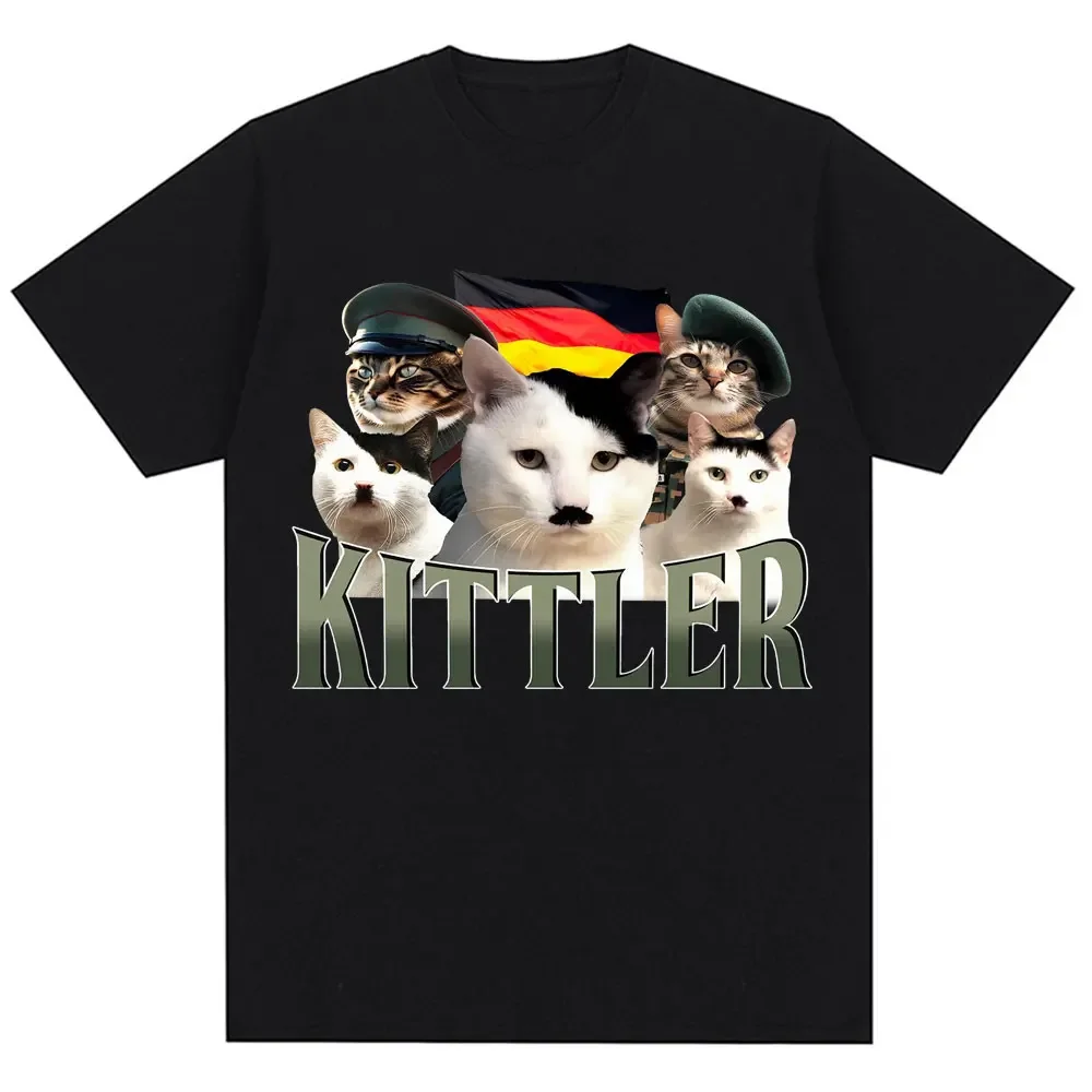 

Fun and funny cat summer men's daily outings, personalized street pure cotton T-shirt, casual sporty loose short-sleeved top