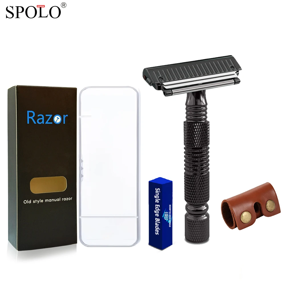 22T-3 Brass Material Double Single Edge Safety Razor for Travel with Box Portable Sensitive Skin Short Handle Shaving Shaver Kit
