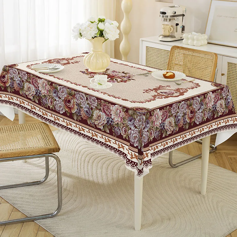 National Style Pvc Printed Tablecloth Rectangular Oil-Proof Scalding-Proof Table Cover for Party Banquet Picnic Home Decoration