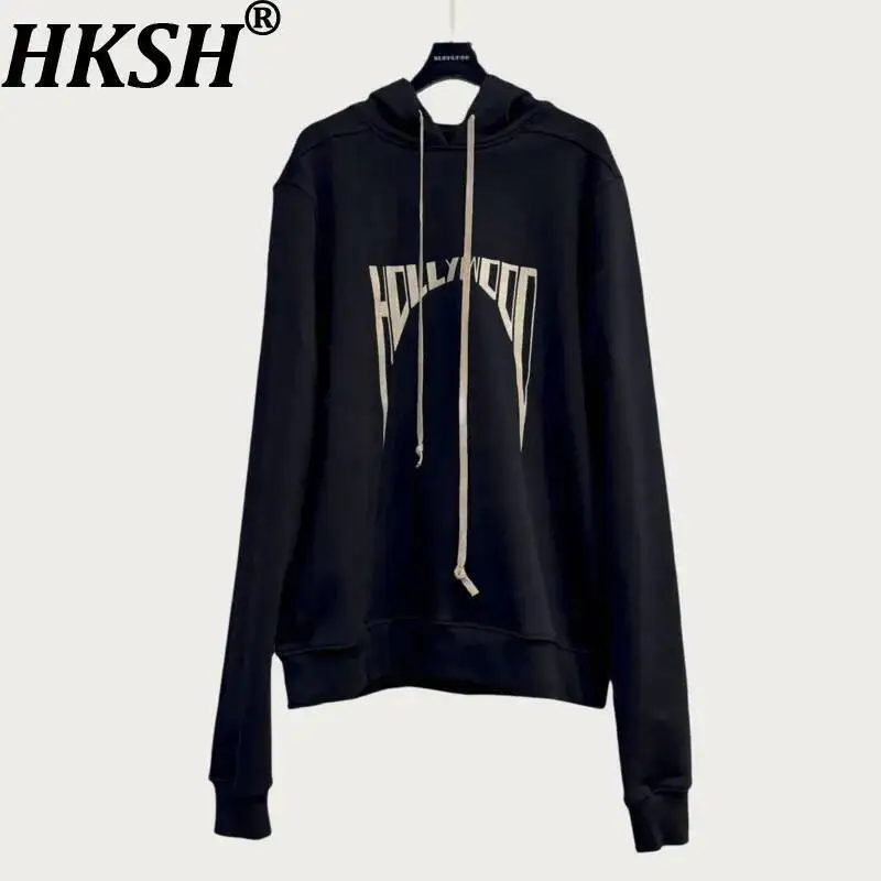 

HKSH Spring Autumn New Men's Tide Unisex Hoodie Jacket Dark Hood Trendy Printed Pullover Sweatshirt Chic Ins Punk Women HK24005