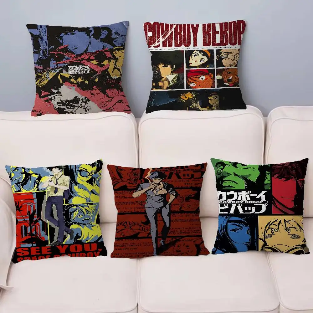 Anime Cowboy Bebop Cushion Cover Car Throw Pillow Case For Sofa Car Christmas Gift 40x40cm 45x45cm
