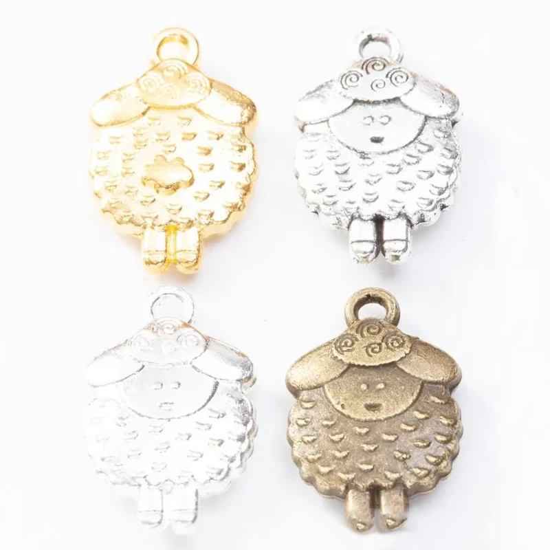 50pcs 12*19MM Zakka Style Wedding Creative Gift Alloy Cute Little Sheep Pendant Jewelry, Vintage Classic Handmade Diy Sweater Ne