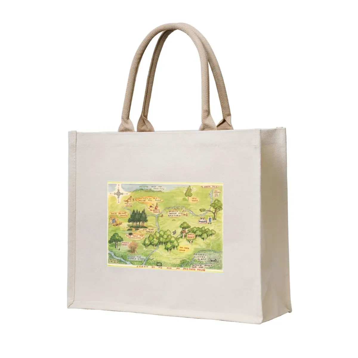 

Hundred Acre Woods Map Tote Bag Beach bag large size bags Lady bag