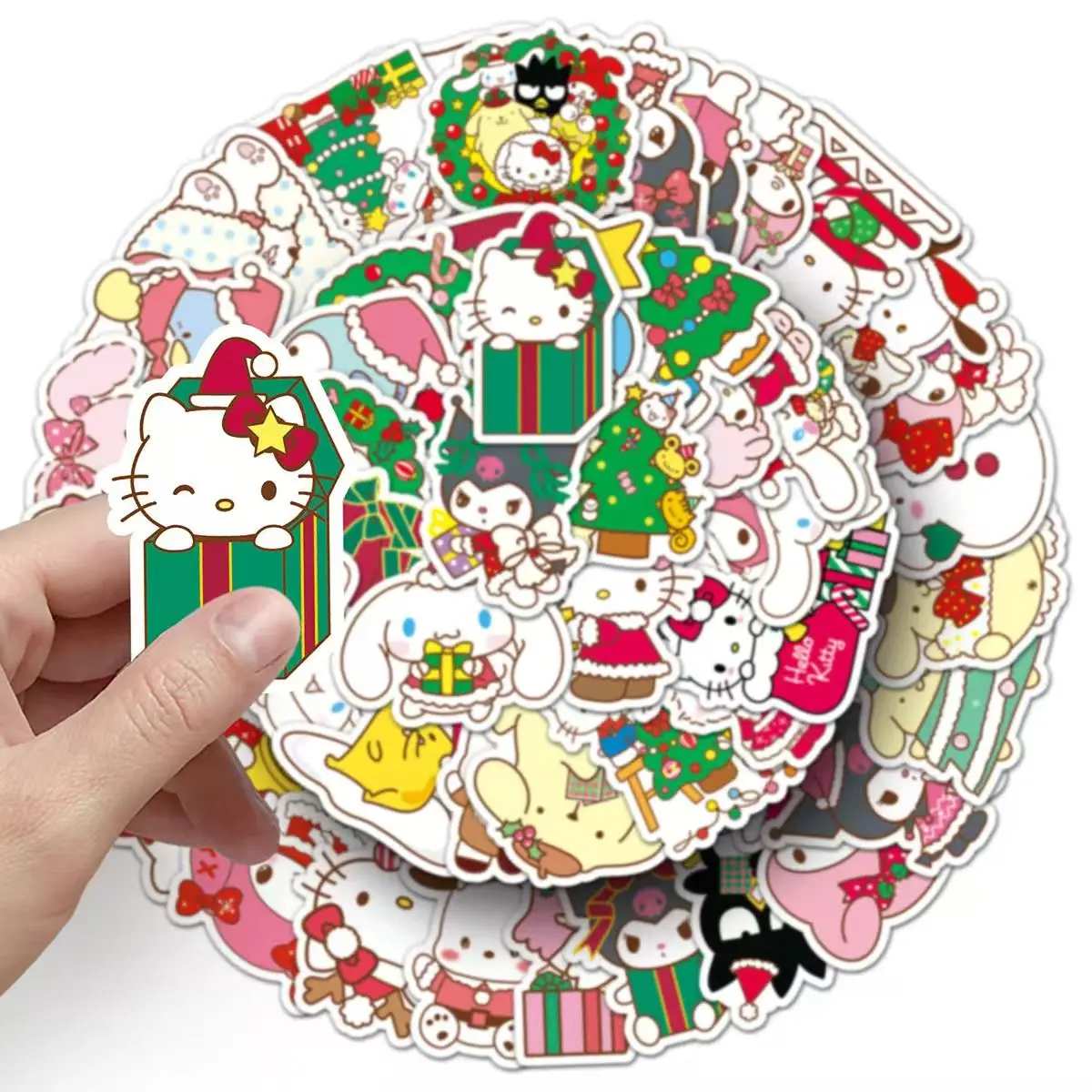 50 stuks Kerst Sanrio Kuromi Hello Kitty Stickers Kawaii Cartoon DIY Waterdichte Graffiti Laptop Motor Briefpapier Stickers