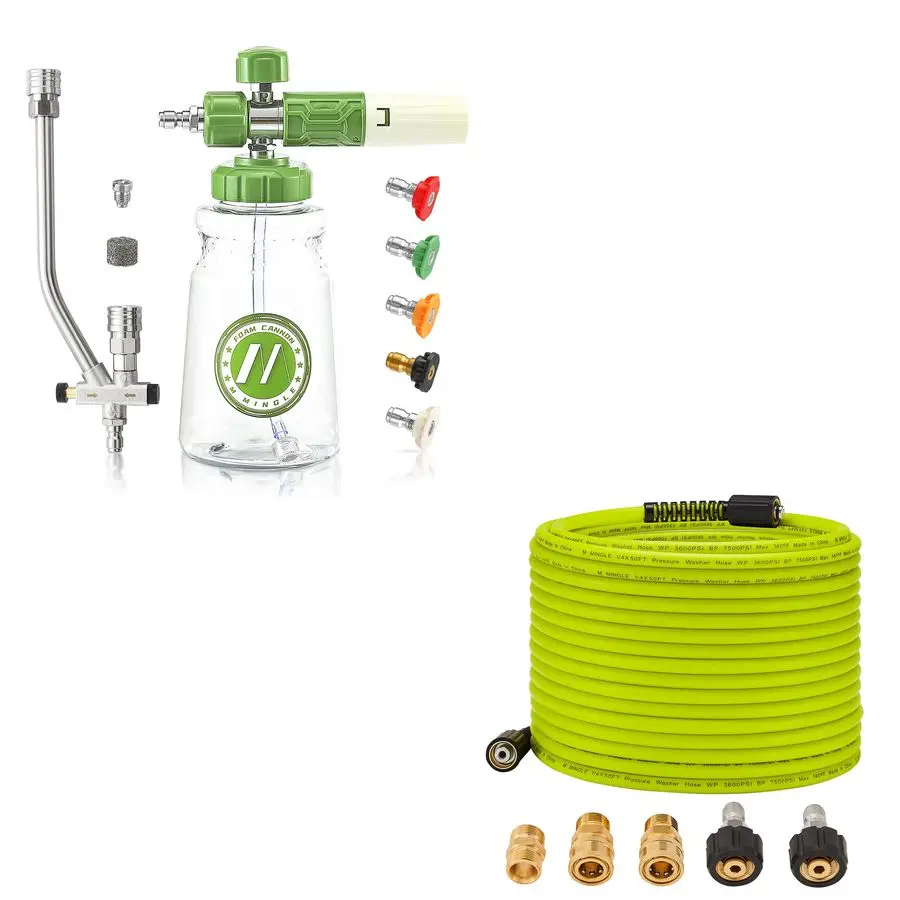 

MINGLE Foam Cannon for Pressure Washer with DualConnector Tool, Pressure Washer Hose 50 FT x 1 4