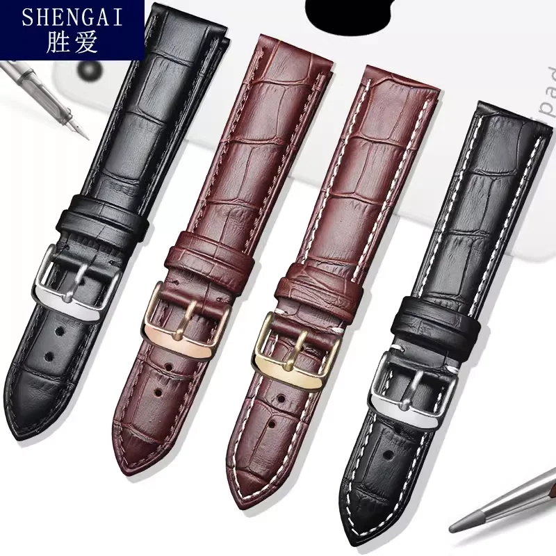 Genuine Leather strap For Tissot Longines Omega MIDO Cowhide watchband men women Crocodile Pattern Bracelet 18 19 20 21 22 23mm