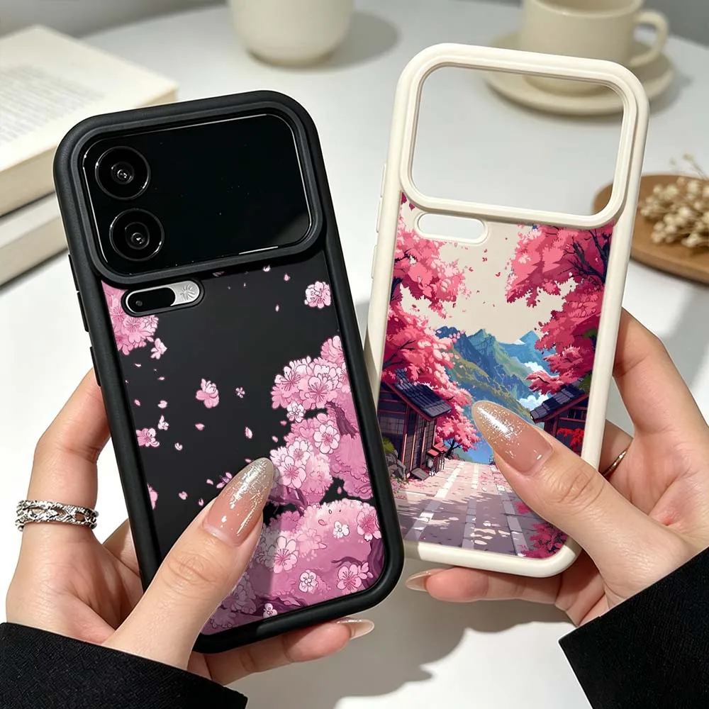 Scene Pink Cherry Blossoms Phone Case For Xiaomi Mi 17 15 14 13 12 11 14T 13T 9T 12S Pro Max Lite Eye Ladder Silicone Cover