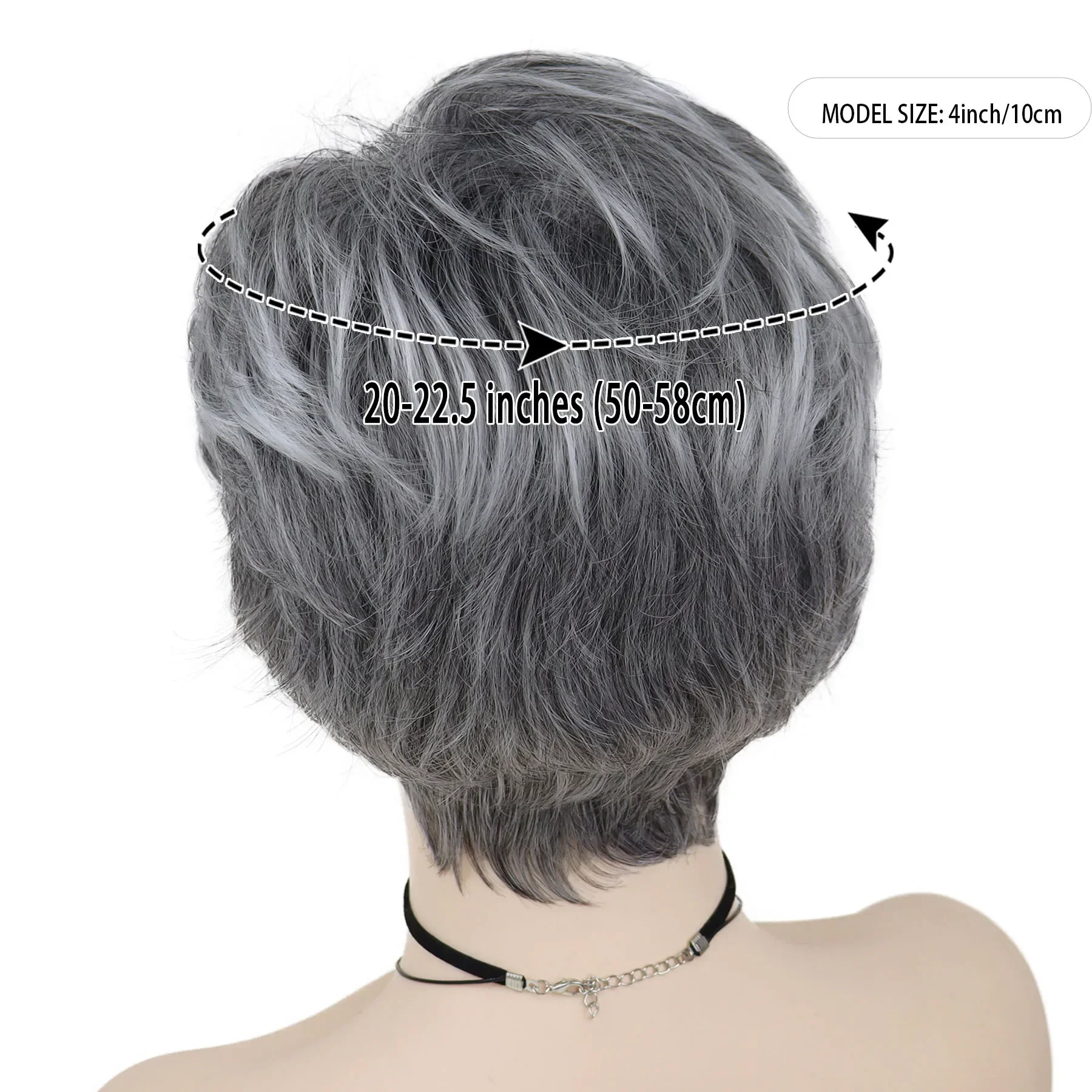 GNIMEGIL Synthetic Natural Mommy Wig with Bangs Grey Short Wigs for Women Older Lady Hairstyle Halloween Costume Wigs for Mother