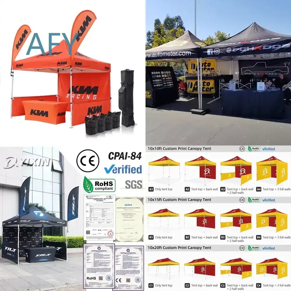 Aluminum Pop Up Canopy Tent for Outdoor Events Trade Shows Promotions 3x3 10x10 ft Custom Printed Display Tent with Logo for