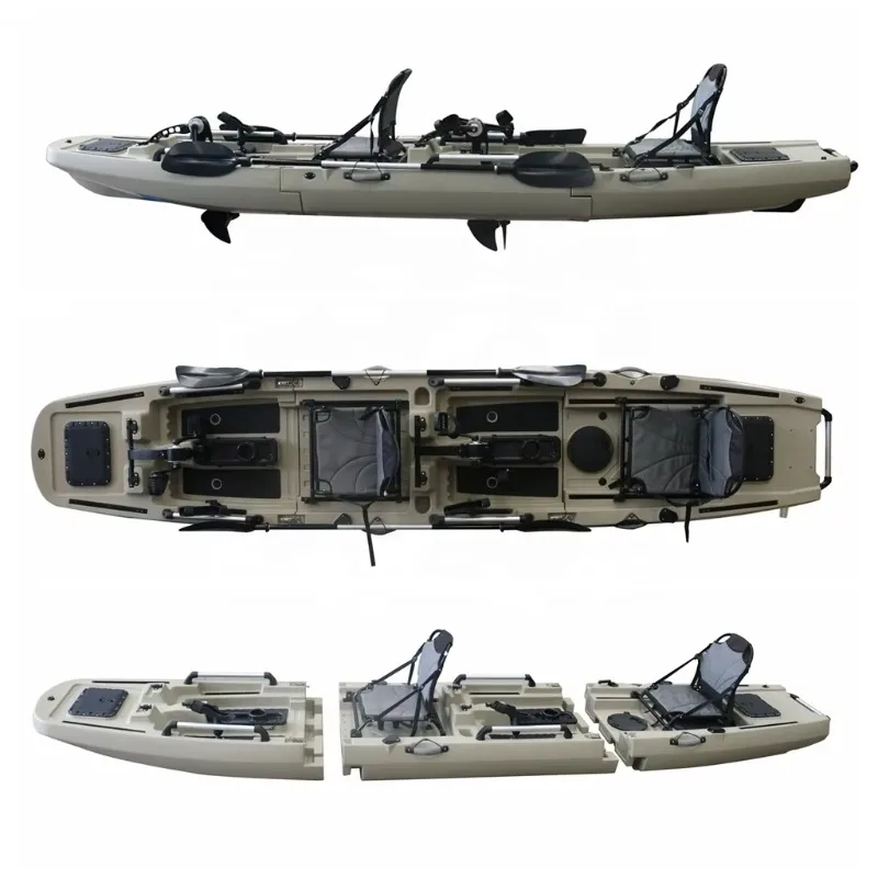 Kayak Modular 14.5 FT Three-section 2-person Kayak Detachable Easy Splice Fishing Pedal Drive Kayak HDPE for Fishing