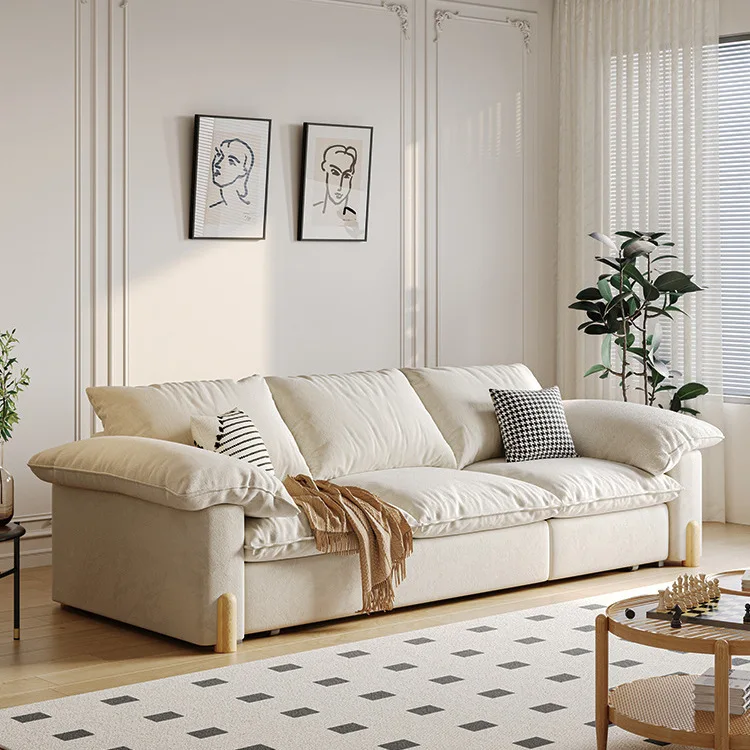 Storage sofa bed small apartment living room cream style fabric Nordic down sofa Japanese Internet celebrity
