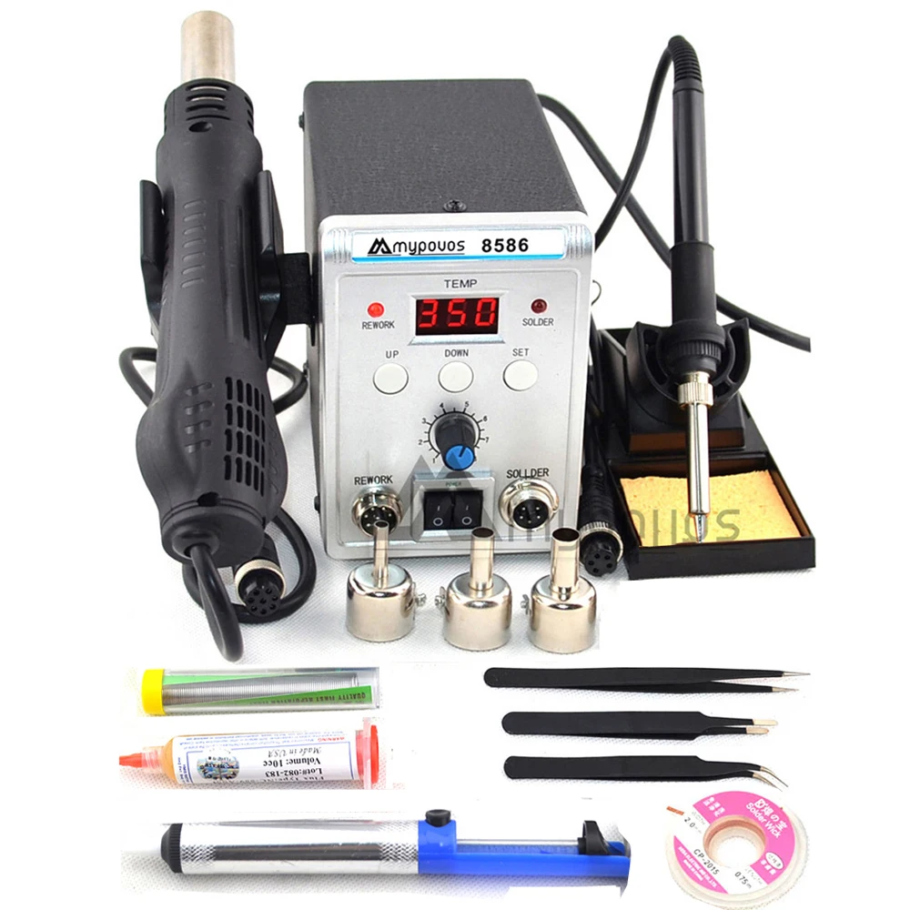 Eruntop 8586 Soldering Station Digital Display Electric Soldering Iron Hot Air Heat Gun Welding Machine for iPhone Repair Rools