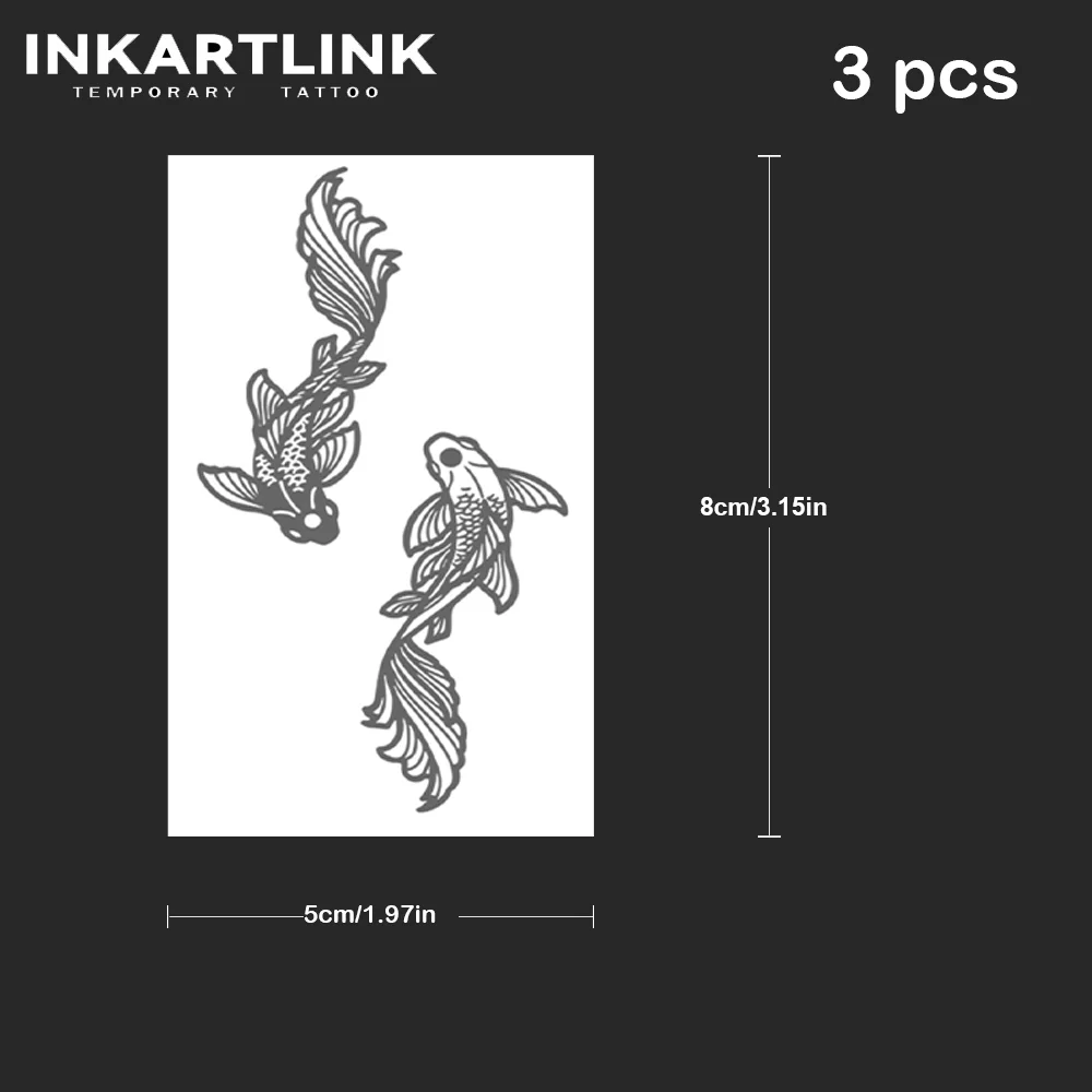 INKARTLINK الحوت الوشم التصحيح 1-2 أسابيع طويلة الأمد الحد الأدنى مقياس خط مقاوم للماء الوشم المؤقت المعصم الديكور 3 قطعة