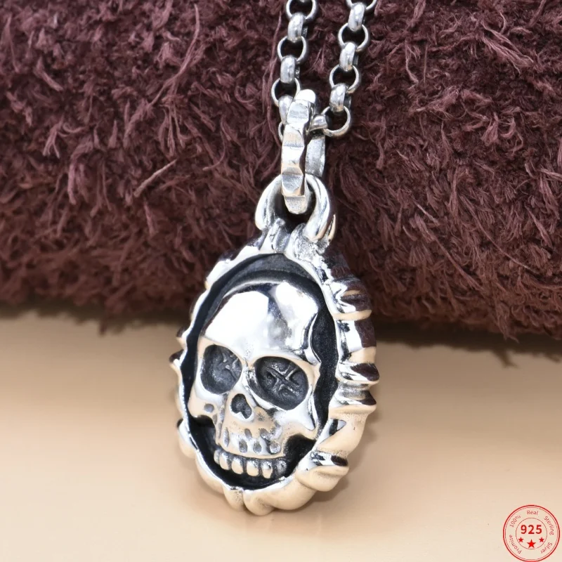 S925 Sterling Silver Charms Pendants for  New Fashion for Man Skeleton Death God Hip Hop Trendsetters Jewelry