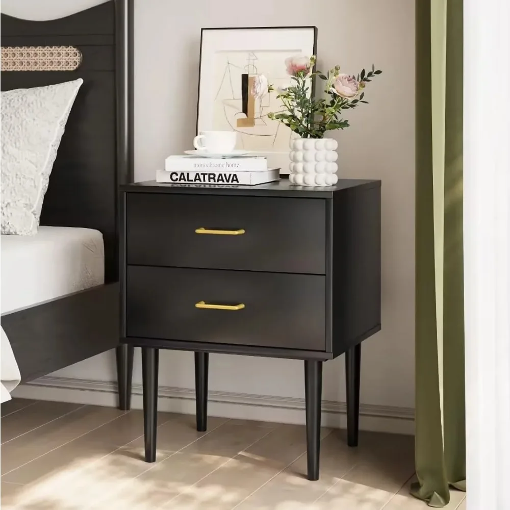 

Nightstand with 2 Drawers, Bedside Table for Bedroom, End Tables for Living Room, Black