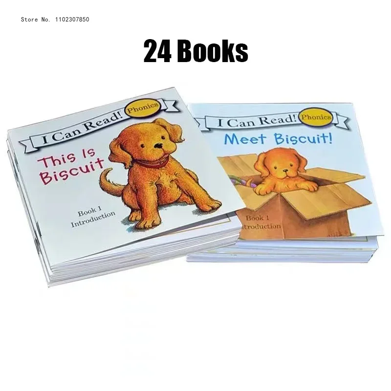 

24Books Biscuit Series Phonics English Picture Books "I Can Read" For Child Kids Educaction Pocket Reading Bedtime Story Book