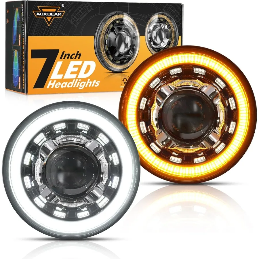 

7 Inch LED Headlights Round H6024 with DRL Turn Signal Startup Gradient Welcome Light Replacement for 19972018 Jeep Wrangler JK