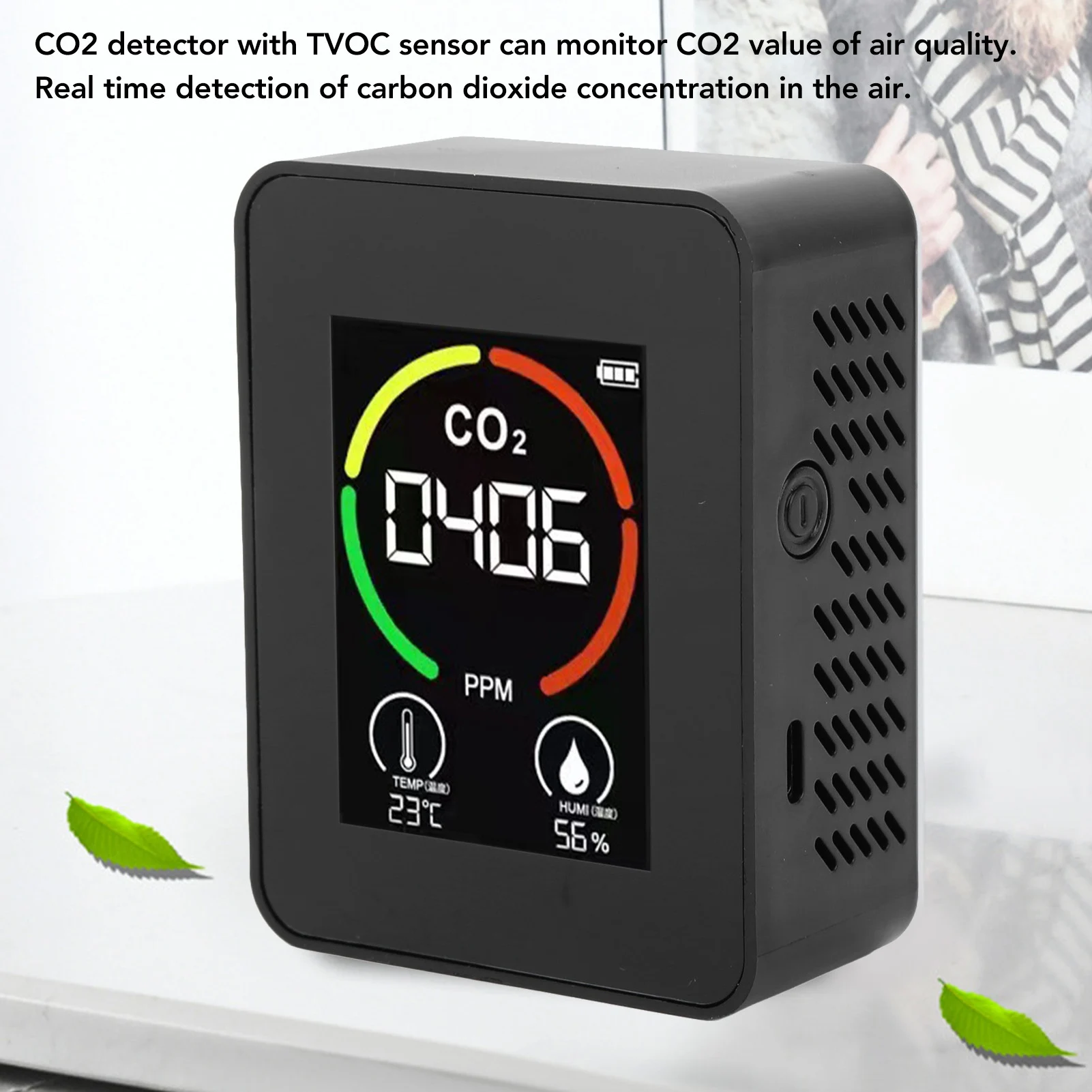 

CO2 Detector Air Quality Monitor TVOC Tester USB Charging Thermometer Hygrometer for Home CO2 Detector CO2 Meter TVOC Detector