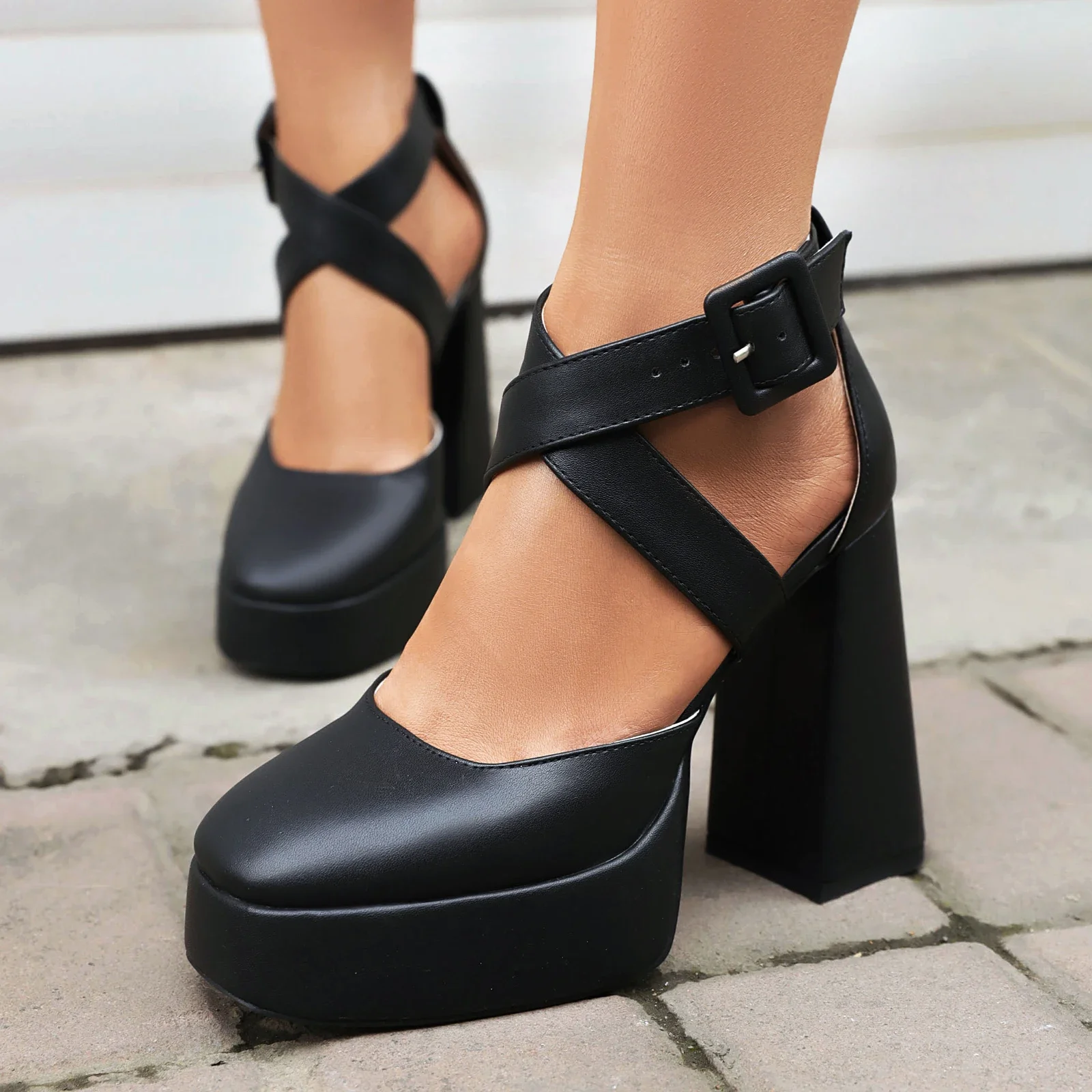 2024 new Summer New Women's Sandals Large Size Foot Length 22.5-26.5cm cross-strap Ankle buckle platform High Heels women shoes