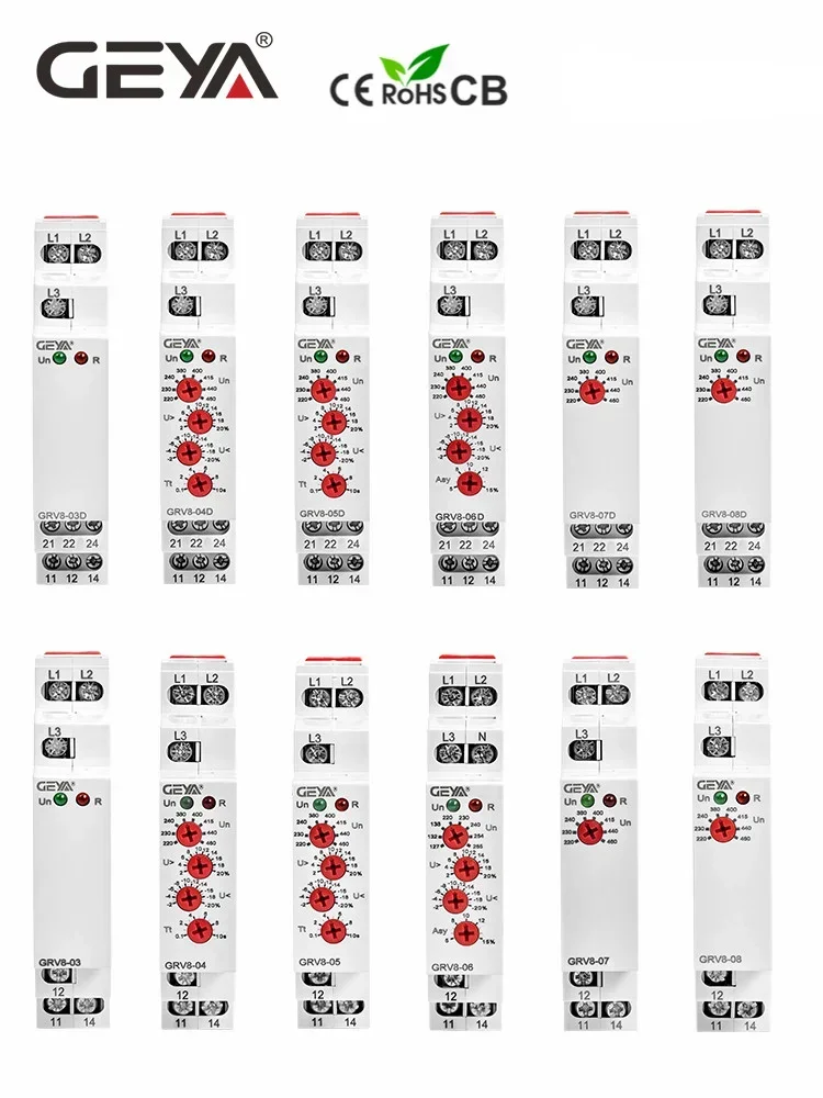 GEYA-3 Phase Tensão Proteção Relé, Fase Sequência, Fase Falha Proteção Relé, 8A, 10A, 1SPDT, 2SPDT