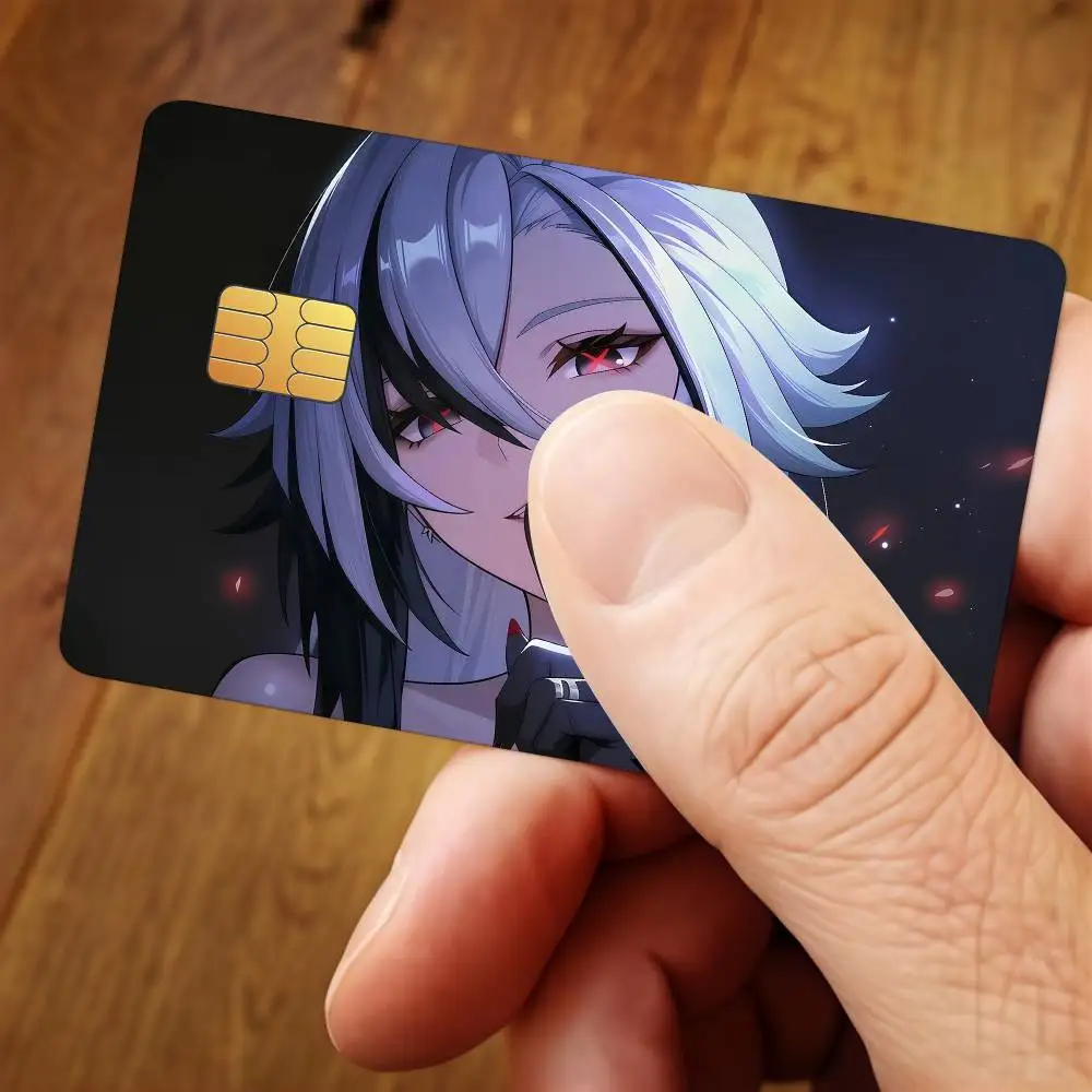 Game Genshin Impact Arlecchino Credit Card Public Transportation Cards Sticker Waterproof Card Face Decoration 4PCS