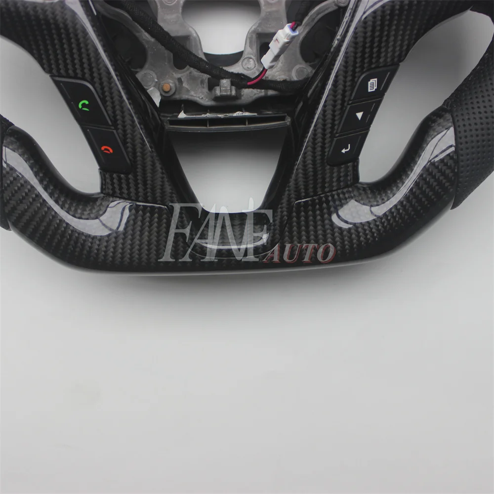 Replacement Real Carbon Fiber Steering Wheel with Leather for Hyundai IX45 SANTA FE 2013-2018