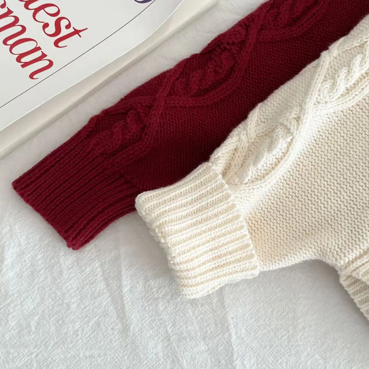 Herbstlicher koreanischer Stil, süßer Kapuzenpullover für Mädchen, stilvoller Babyish Twisted Shawl Cape Strickmantel – Detail 6