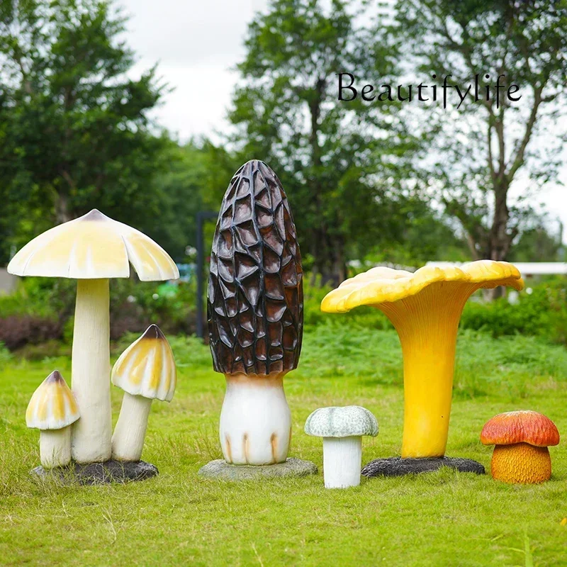 Modelo de hongo para exteriores, adorno de hongo morchella, escultura de hongo de simulación (gallinero, matsutake, boletus), decoración de hongo.
