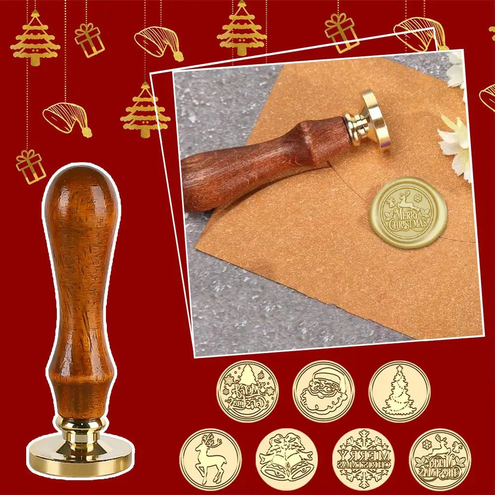 Retro Santa Claus Wax Seal Stamp For DIY Party Invitations And Envelope Crafts Christmas Brass Wax Tool With Wooden Handle P3P9