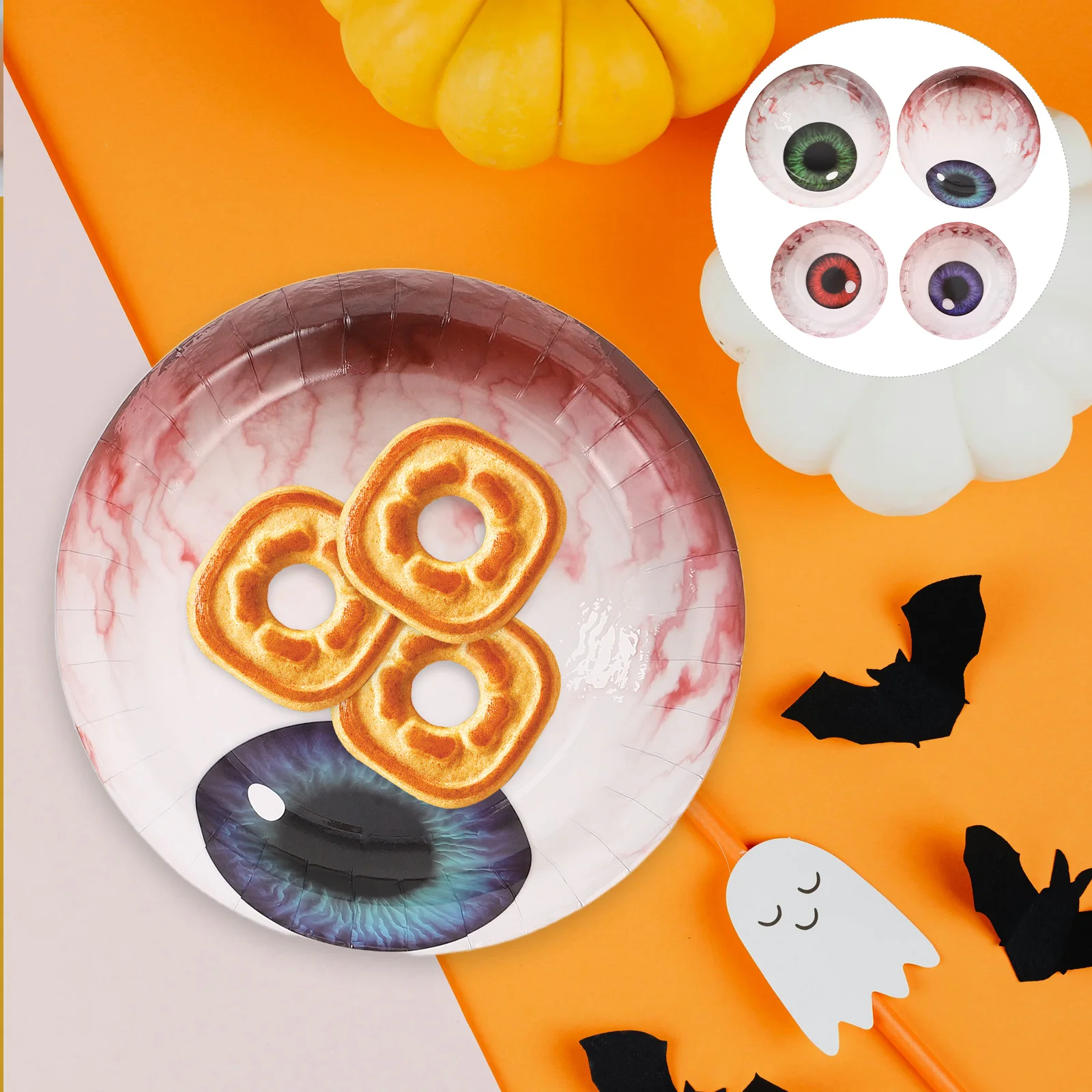 

40pcs Halloween Eyeballs Paper Plates Spooky Dinner Platters Snack Serving Trays Scary Party Supplies Halloween Tableware Wicked