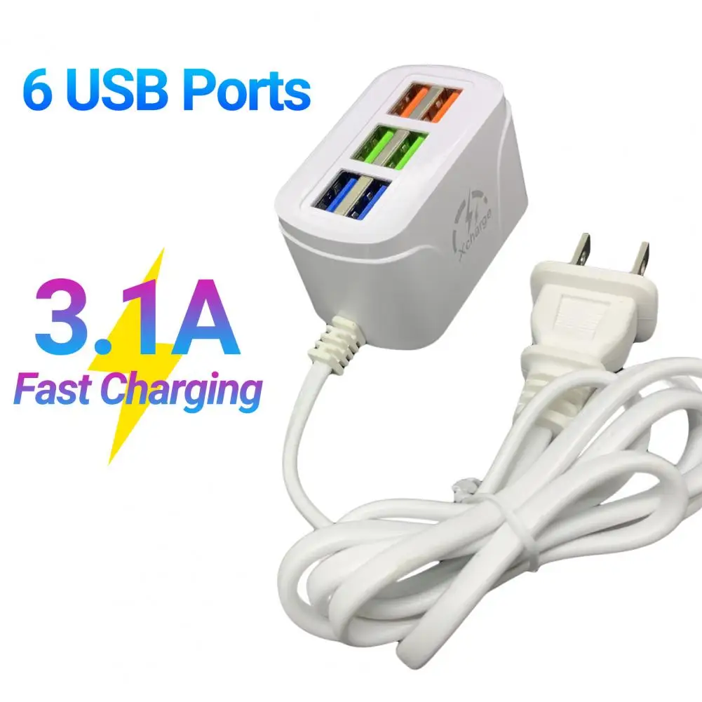 Adaptador USB Power Strip Charger, Prático Strip Board, Útil, Amplamente Compatível, Plug Play, 6 Portas