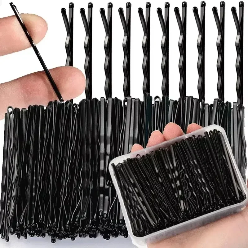 60-600pcs Black Hairpins for Women Hair Clip Lady Bobby Pins Invisible Wave Curly Bride Disposable Hairgrip Barrette Hair Clips