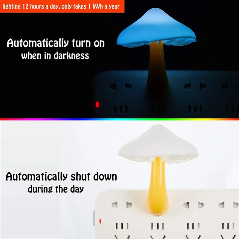Mushroom Night Light RGB LED Night Light Plug in Lamp 7Color Mini Cute Night Lights for Kids Bedroom Night Light US Plug