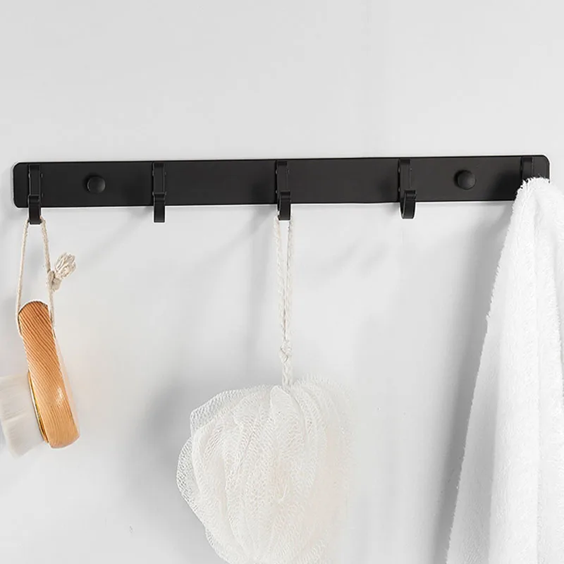 1pcs Black Hook Space Aluminium Bathroom Kitchen Save Space Hanger Clothes Towel Hooks