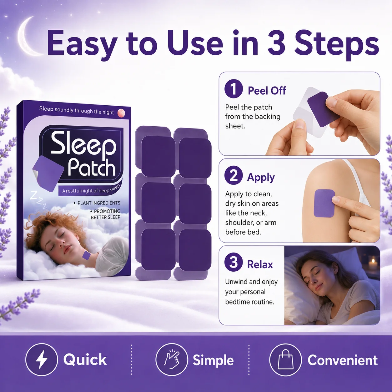 30PCS Sleep Patch Nighttime Wellness Patch Plant-Inspired Comfortable Night Patch for Bedtime Routine Travel Home image 3