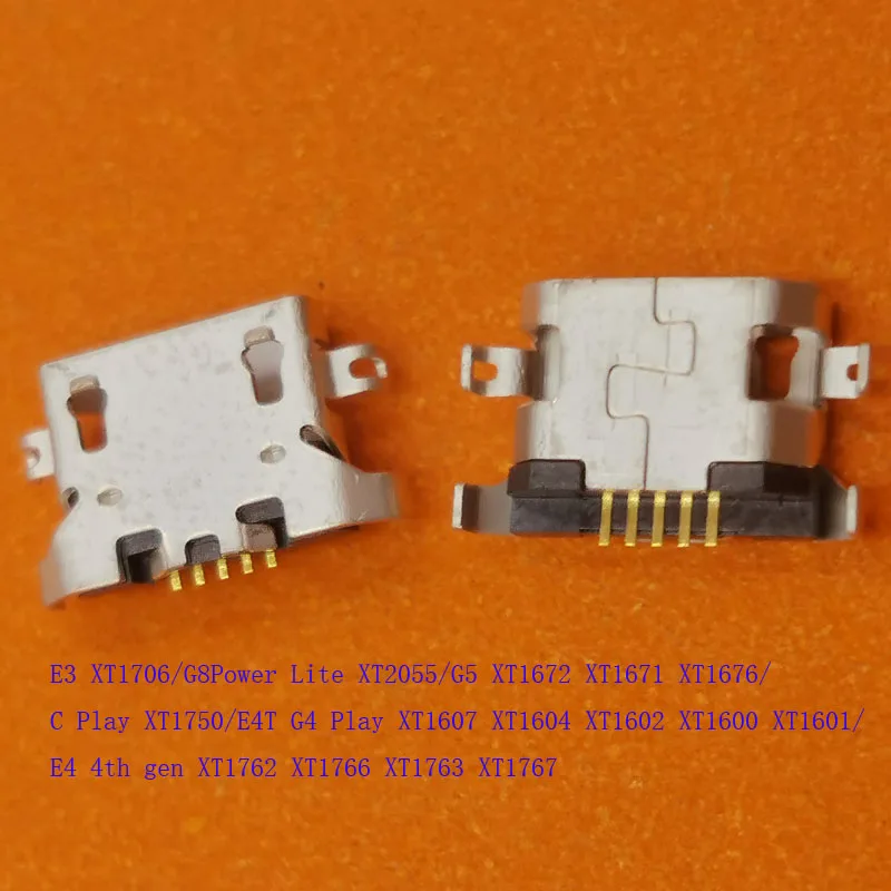 10-1000 Peças Conector de Porta de Carregamento USB para Motorola Moto E4 E4T G4 C Play E3 G8 Power Lite G5 XT1672 XT1676 XT1766