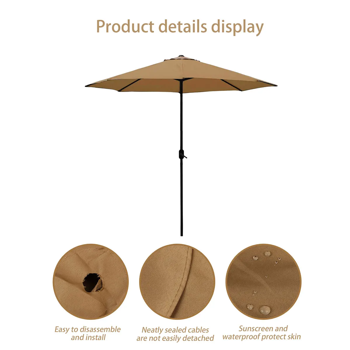 3M Sunshade Cover Spare Fabric UV Protection Polyester Umbrella Surface 6 Bones Poles Cloth No Stand Hanging Umbrella Cloth