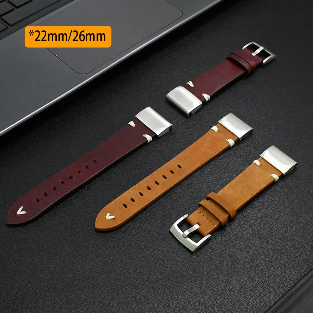 26mm 22mm Leather Band for Garmin Watch Fenix 8 51mm 6X 7X Pro Enduro 1/2 Smart Watch Strap for Garmin Fenix 7 6 Epix Venu3 45mm