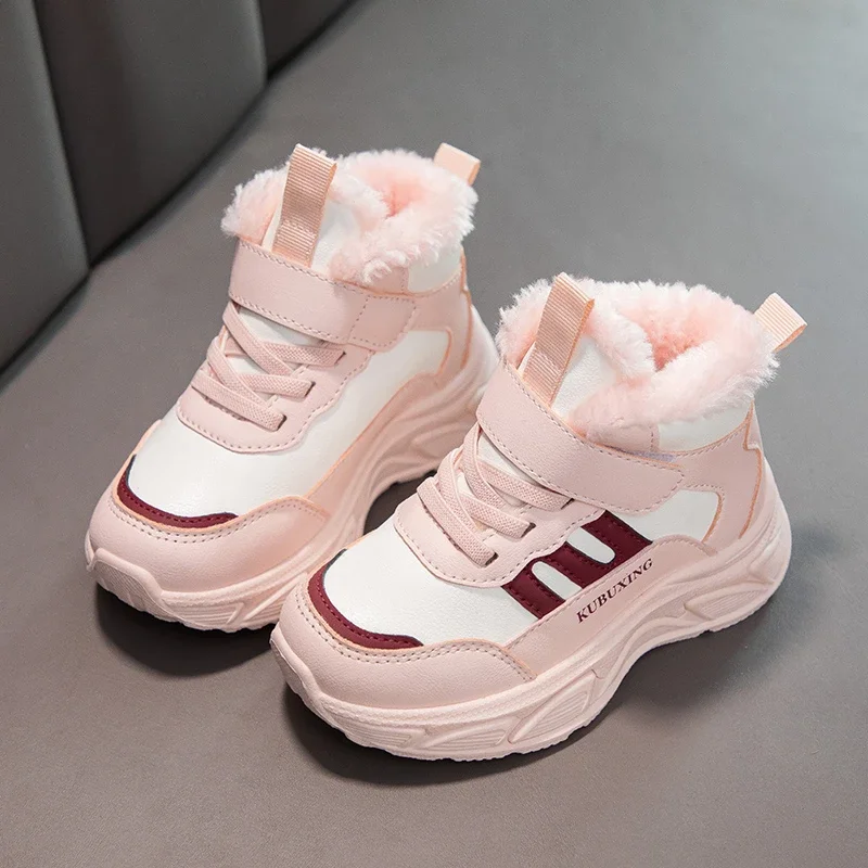 New winter children's high-top snow boots with cotton and thickening for outdoor casual children's shoes, warm and comfortable