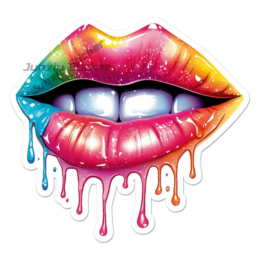 

Rainbow Dripping Lips Vinyl Decal Sticker Indoor Funny Bumper Sticker Waterproof Vinyl Decal Scratch Resistant Decoration
