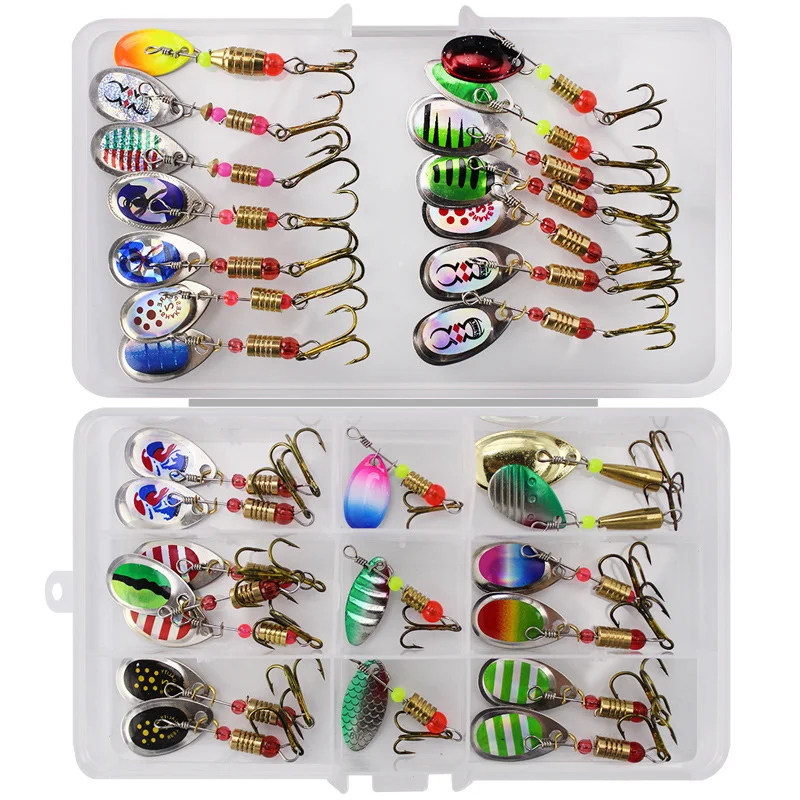 30/10 Stück/Set Spinnköder Löffelköder Angelset Kit Künstlicher Köder Spinner Süßwasser Salzwasser Ausrüstung Angelzubehör