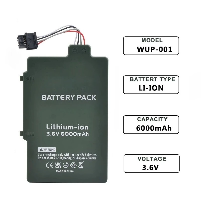 New 3.6V 6000mAh Wii U Gamepad Replacement Battery  for Nintendo WUP-012  WUP-001 Compatible with WUP-010 Li-Polymer