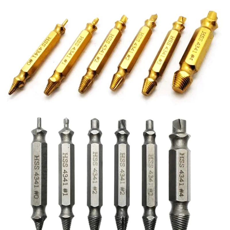 HSS Drill Bit Damaged Screw Extractor Set High Speed Steel Stripped Broken Remover Small Easily Quickly Take Out Kit Power Tools