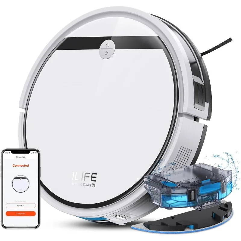 

ILIFE Robot Vacuum and Mop Combo,V3s Pro Upgraded,Compatible with 2.4GHz WiFi/Alexa/Google,120mins, 3000Pa,2-in-1 Mopping Roboti