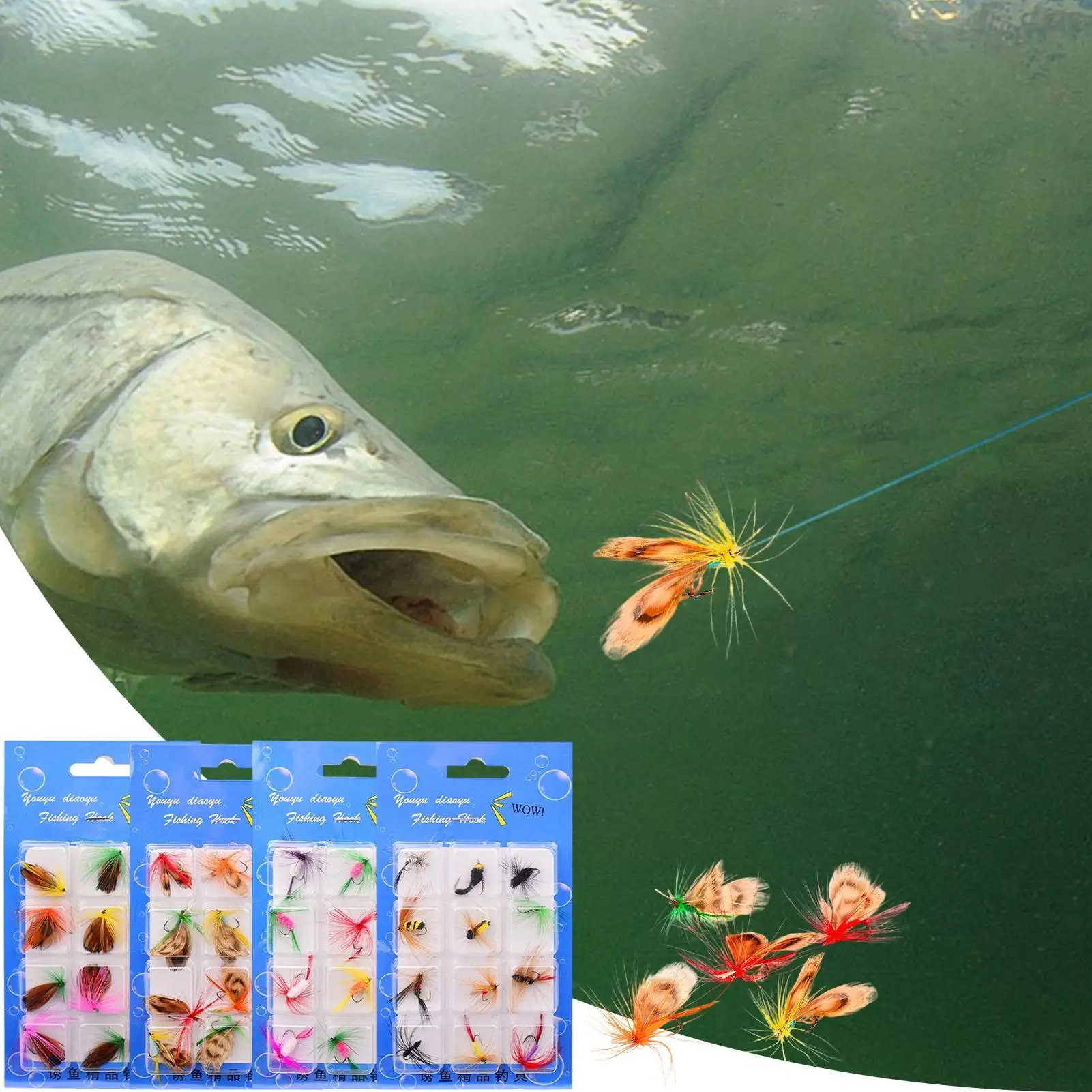 

Приманки для ловли нахлыстом для окуня, 48 шт., аксессуары для рыбалки, крючки для приманки для пресноводной рыбалки для рыболов, рыбаков, мужчин, отцов